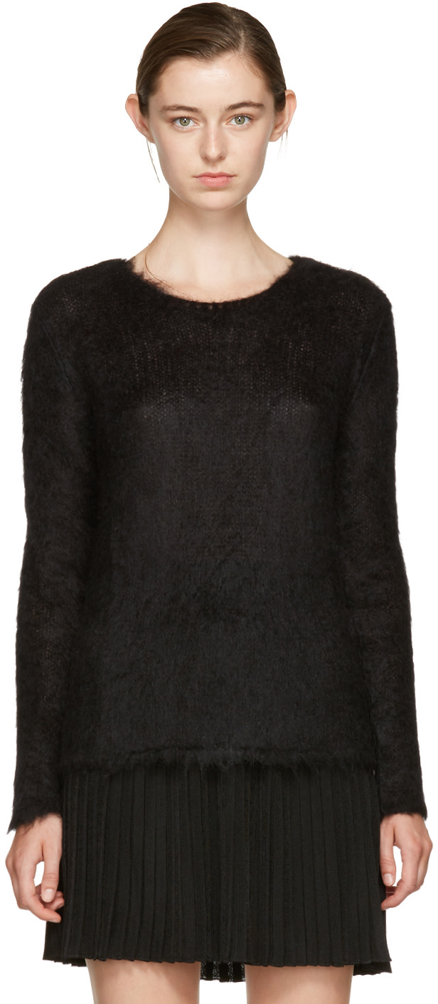 SAINT LAURENT Black Mohair Loose Stitch Sweater | ModeSens