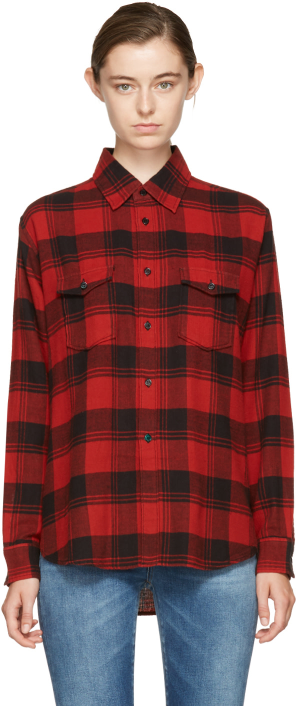 checked flannel shirt, red/black