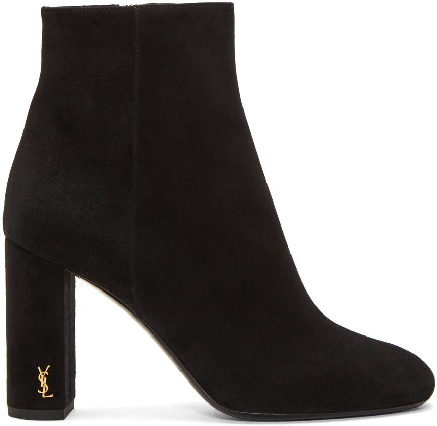 SAINT LAURENT Loulou 95 Zipped Ankle Boot In Black Velvet | ModeSens