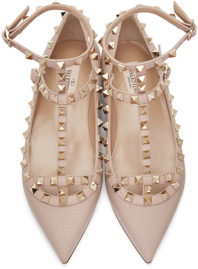 pink valentino rockstud flats