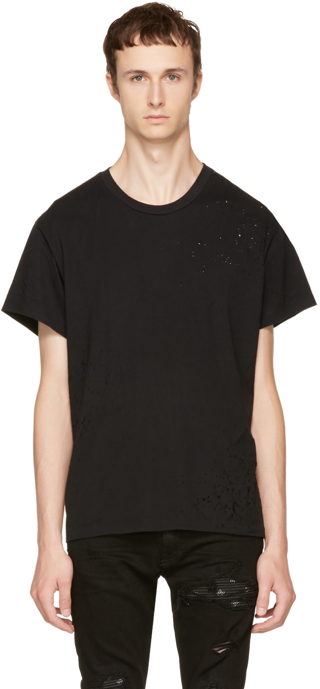 Click to view more detailed imagery on our partner's website Amiri Shotgun Distressed Cotton T-shirt In Black