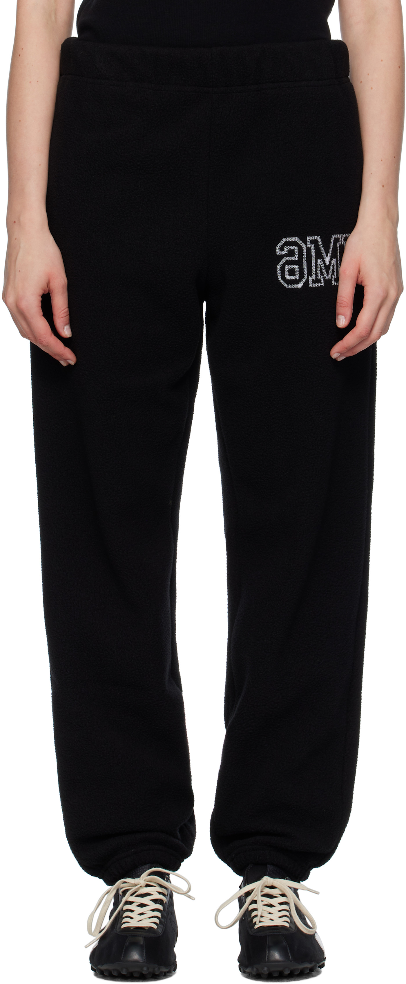 Спортивные брюки из флиса MM6 Maison Margiela черного цвета черный