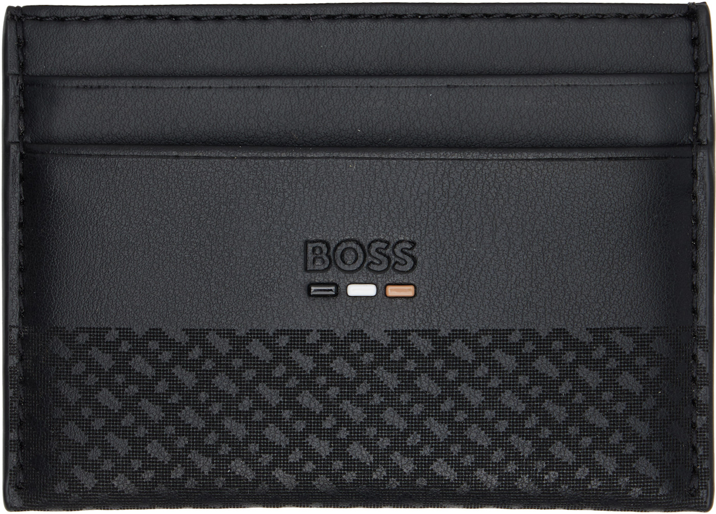 Держатель для карт с тисненым логотипом BOSS Black черный