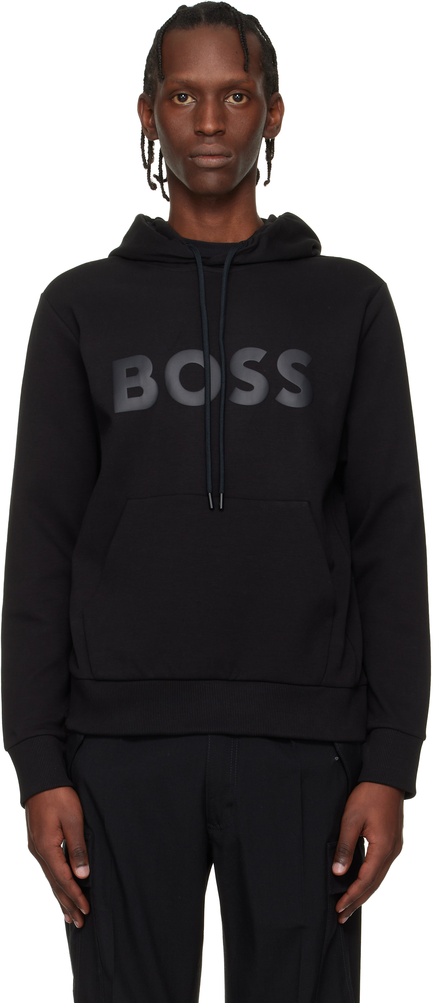 Толстовка с капюшоном и логотипом BOSS Black черная
