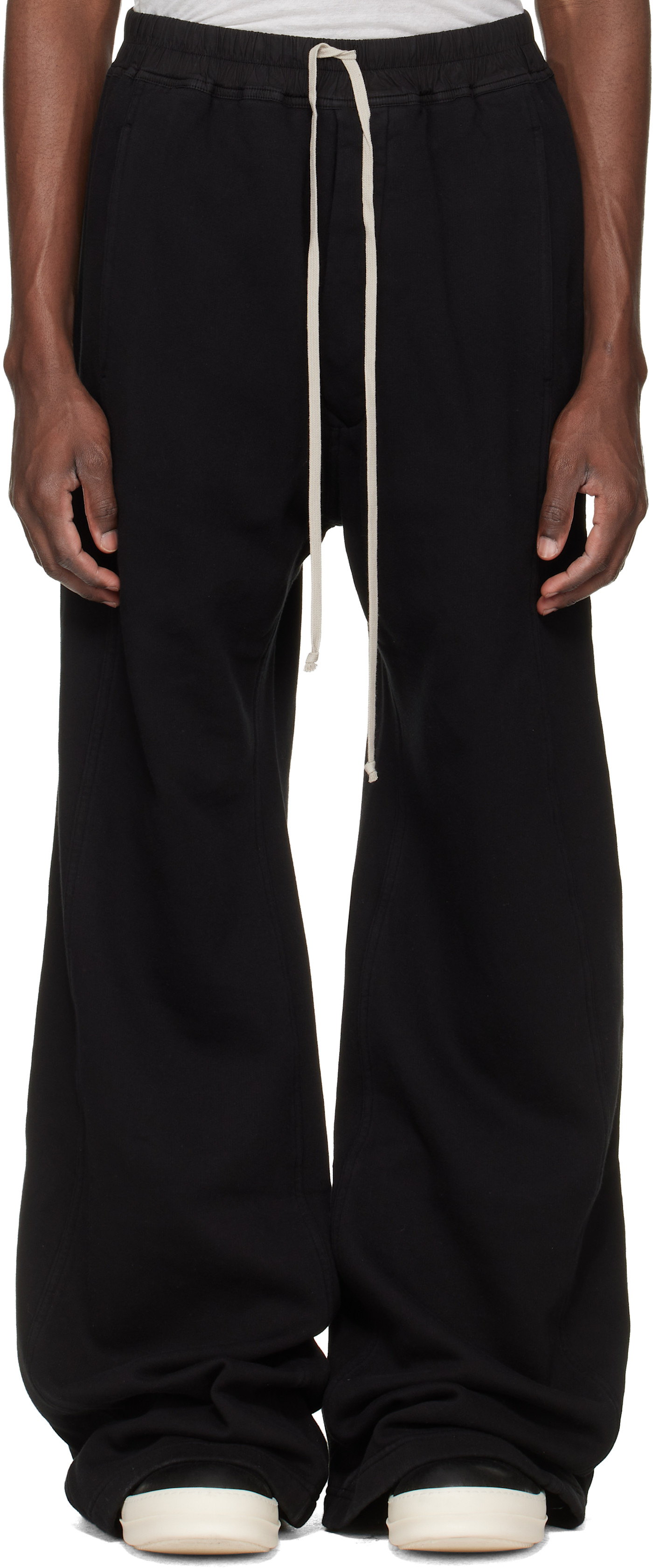 Спортивные брюки Rick Owens DRKSHDW Black с широкими штанинами-толкателями черного цвета