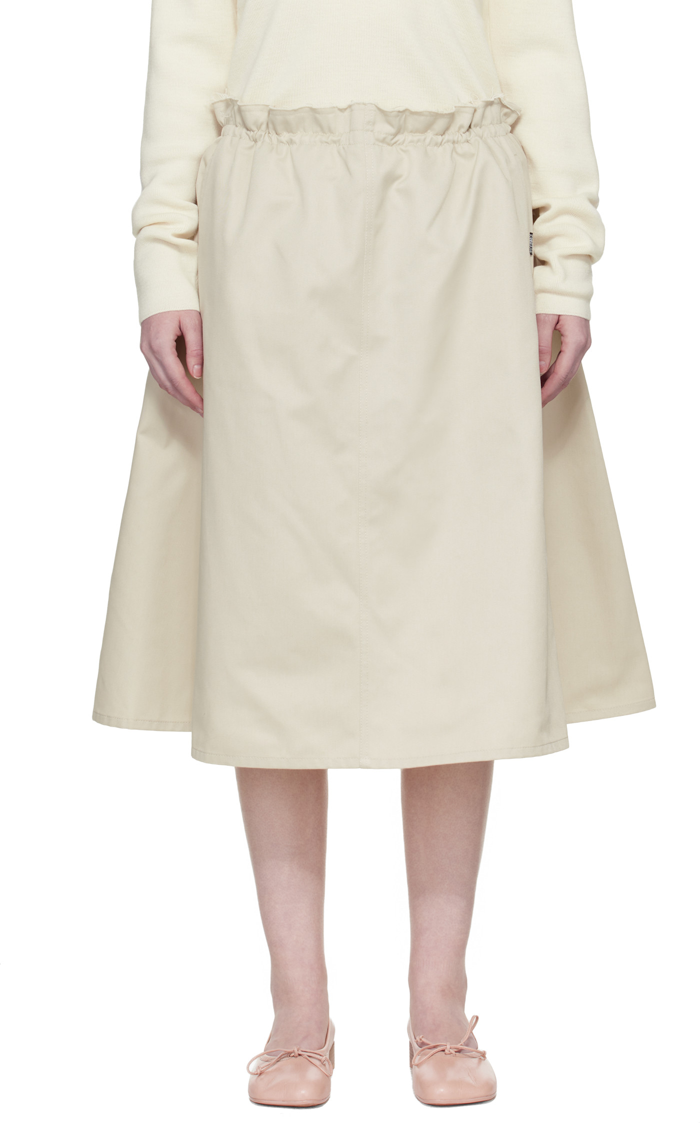 MM6 Maison Margiela - Белоснежная длинная юбка бежевого цвета