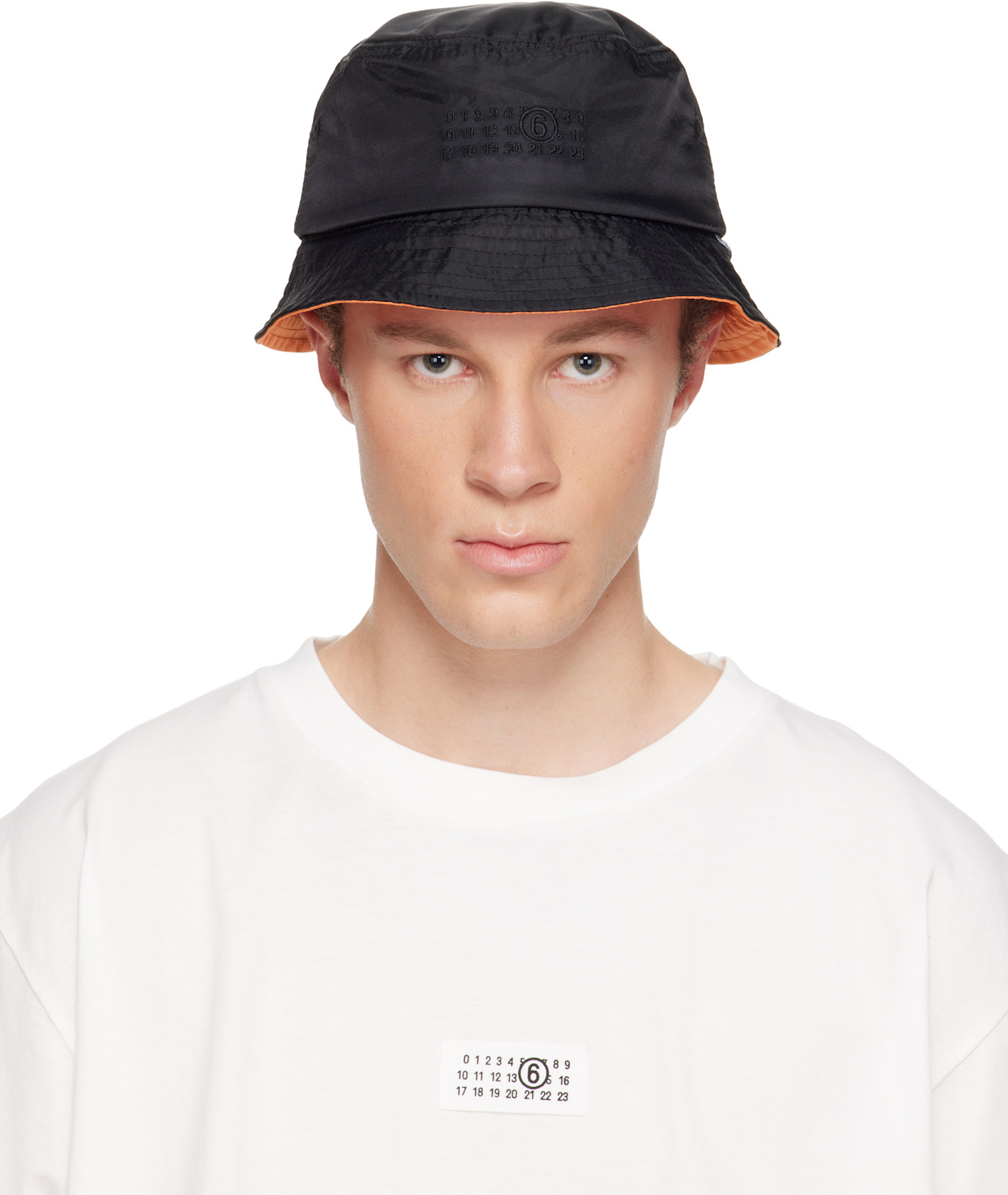 MM6 Maison Margiela Черная нейлоновая шляпа-панама черного цвета