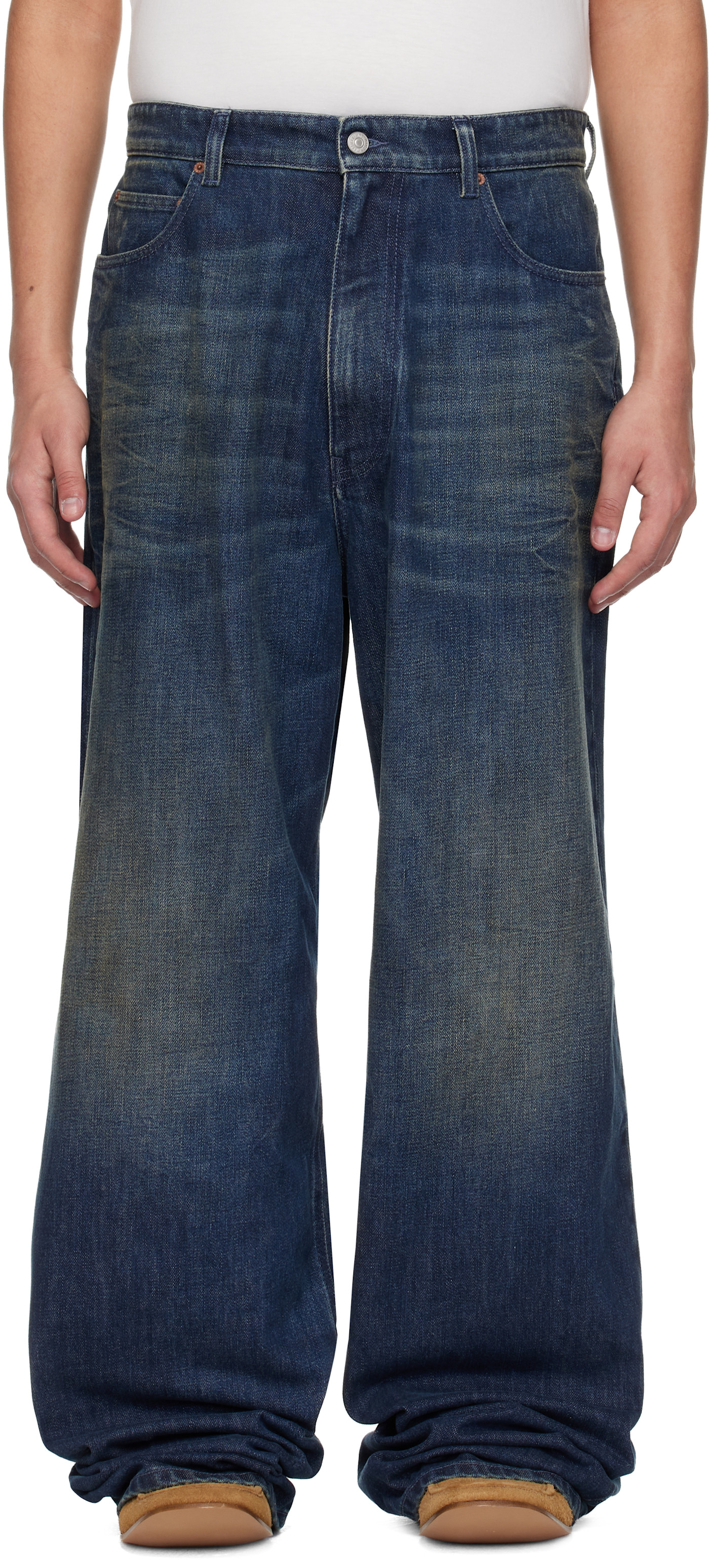 Джинсы MM6 Maison Margiela Blue с 5 карманами темно-синие