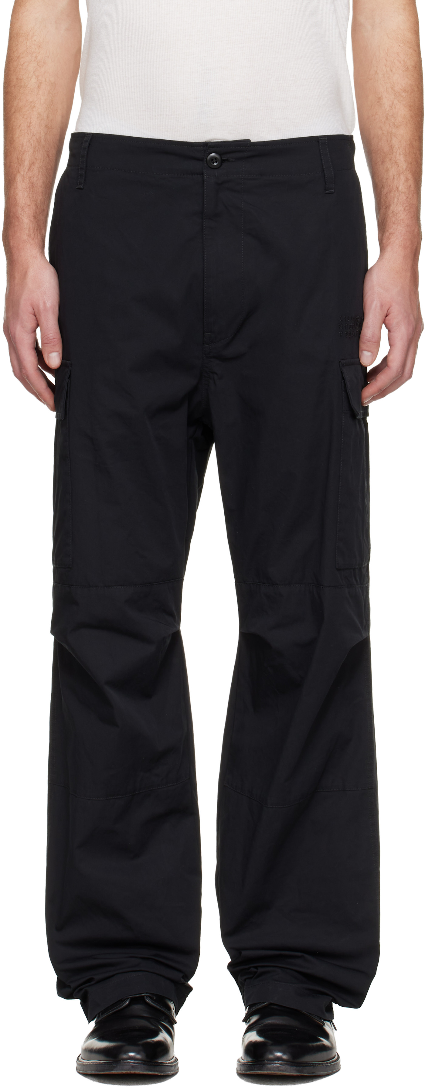 Брюки-карго с вышитым логотипом MM6 Maison Margiela Black черные