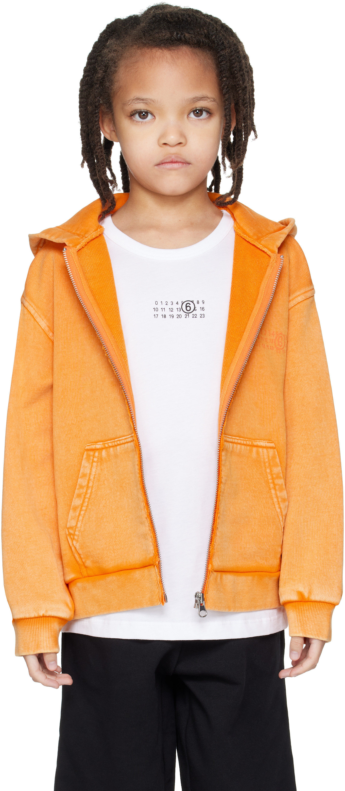 MM6 Maison Margiela Детская оранжевая толстовка с капюшоном оранжевый