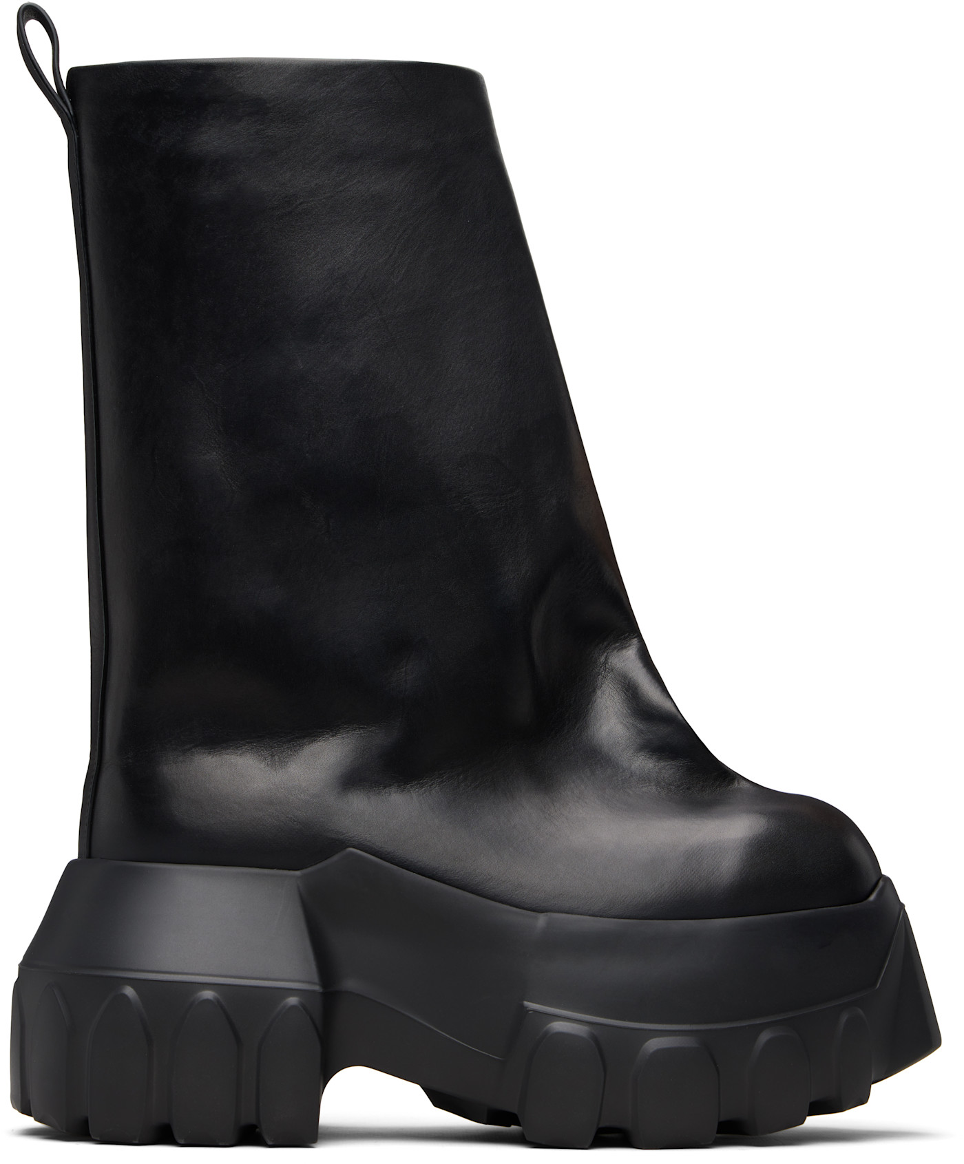 Расклешенные Мега-тракторные ботинки Rick Owens Black Temple черного цвета