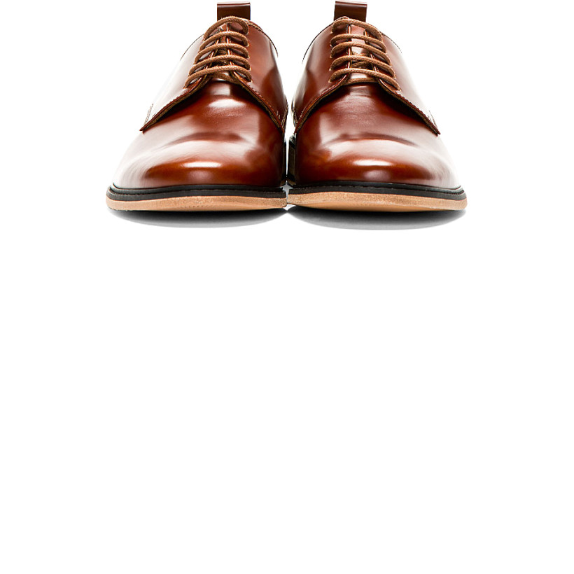 Ami Mahogany Brown Leather Derby Shoes