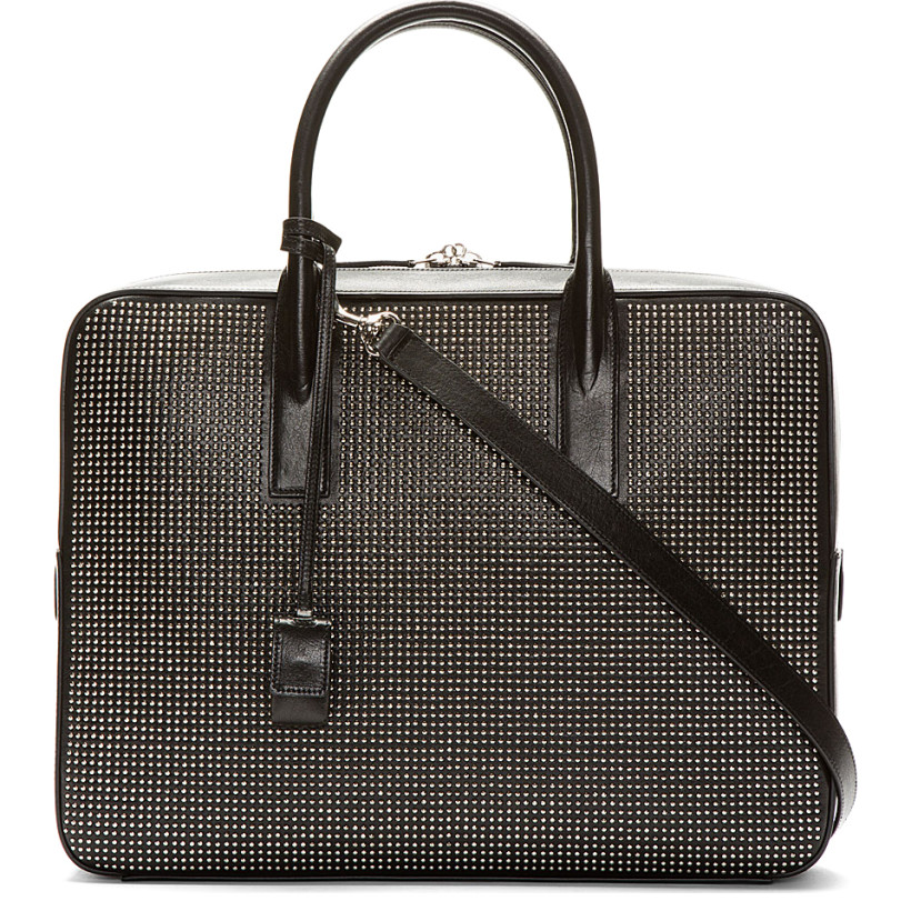 Saint Laurent Black Studded Museum Briefcase