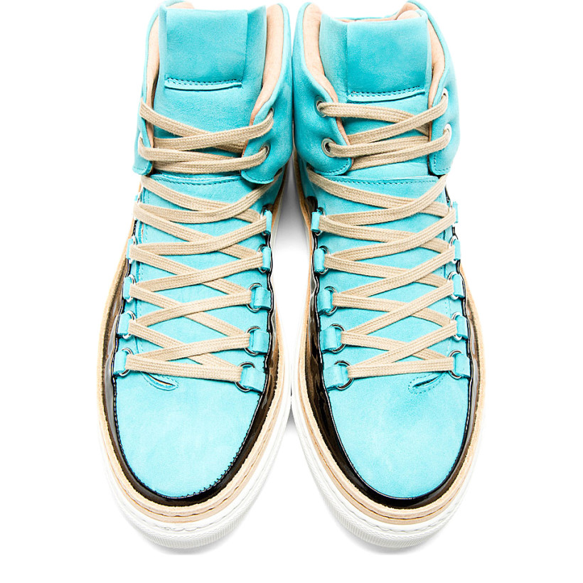 Giuliano Fujiwara Aqua & Black Nubuck High Top Sneakers