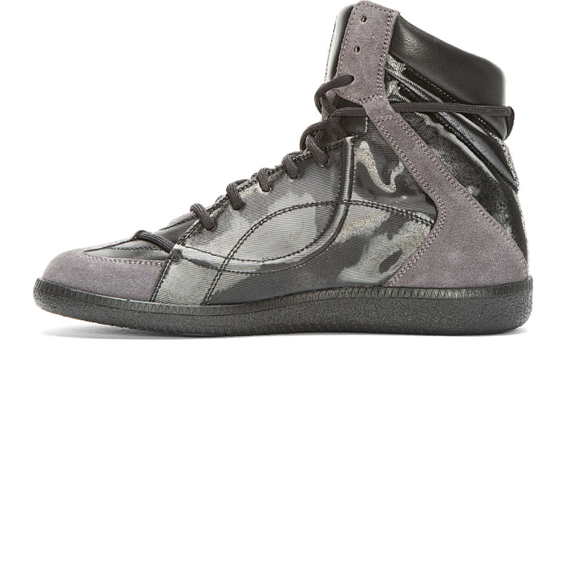 Maison Martin Margiela Black Reflective High Top Sneakers