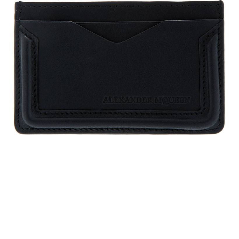 Alexander McQueen Black Leather Heroic Card Holder