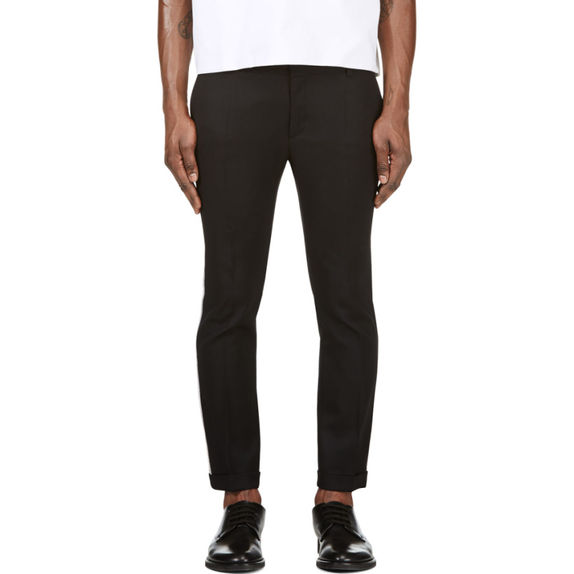 Balmain Black Slim Side Stripe Fit Trousers