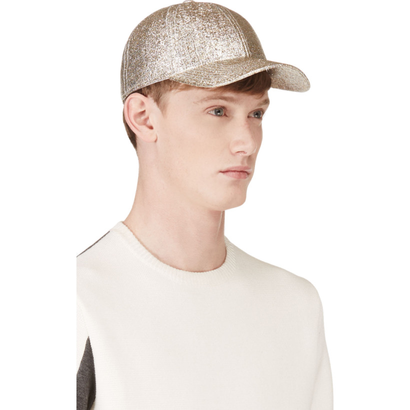 Acne Studios Silver Tinsel Silk Blend Baseball Cap