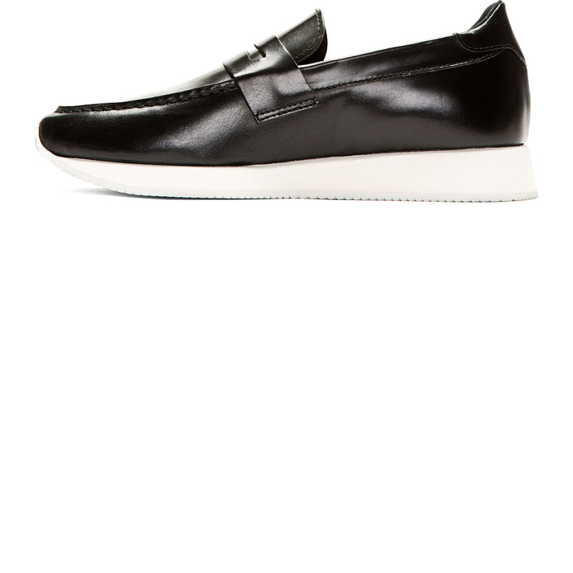 Krisvanassche Black Leather Penny Loafers