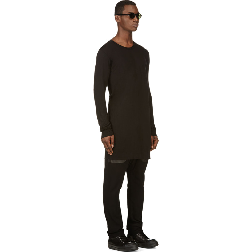 Rick Owens Black Long Sleeve Tunic T Shirt