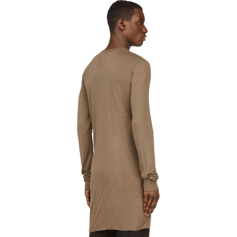 Rick Owens Khaki Overlong Draping T Shirt