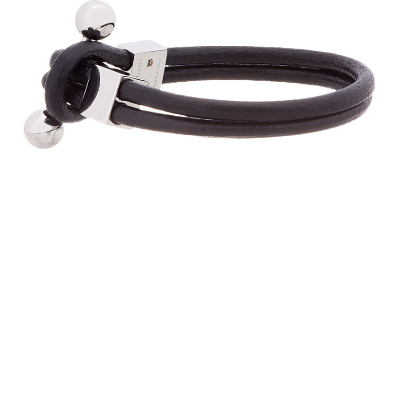 Givenchy Black Calfskin Cord Barbell Bracelet