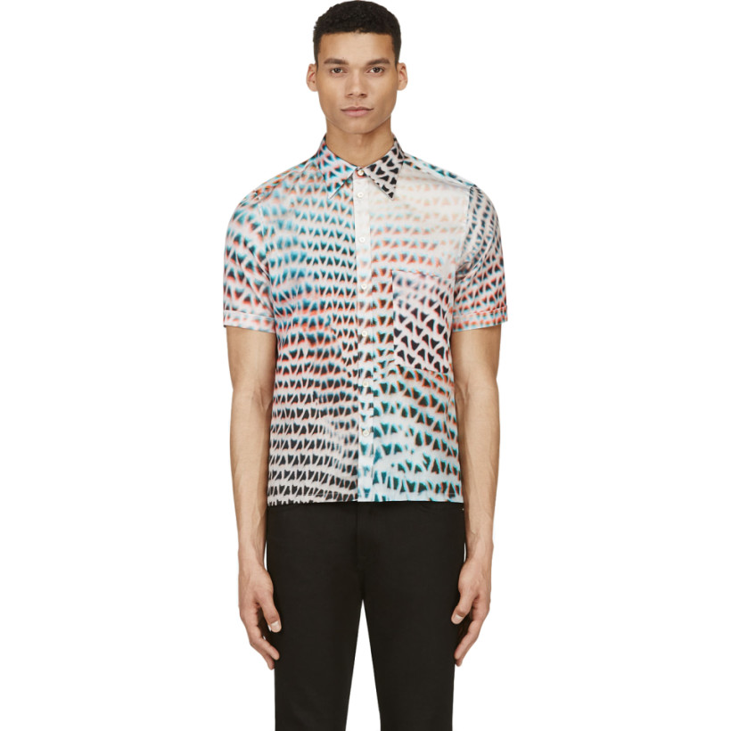 Paul Smith Orange & Teal Short Sleeve Digital Print Shirt