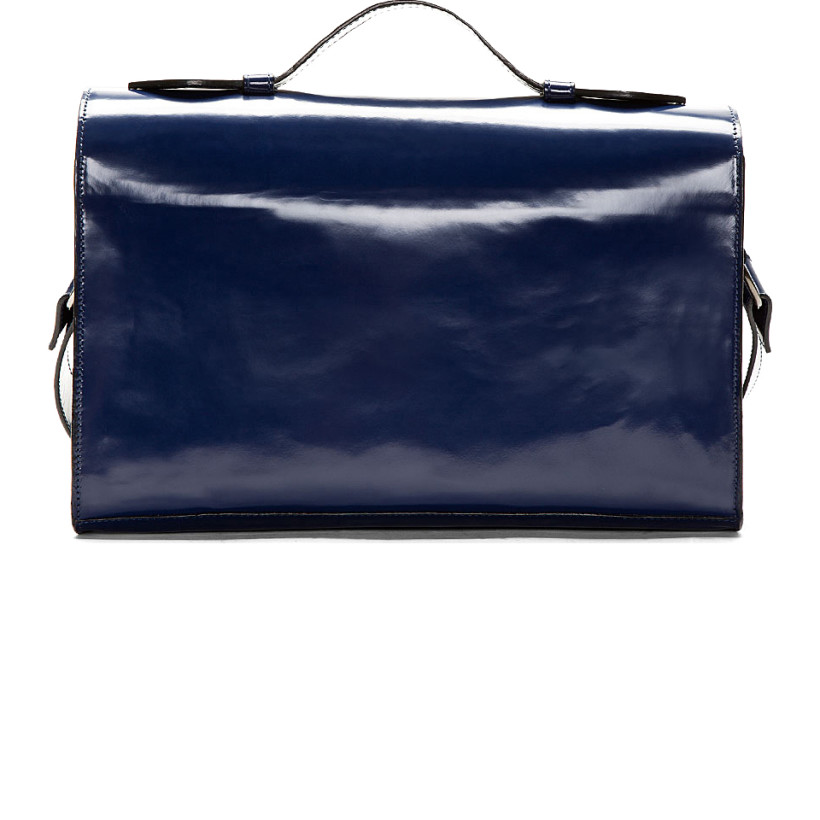 Carven Navy Leather Messenger Bag