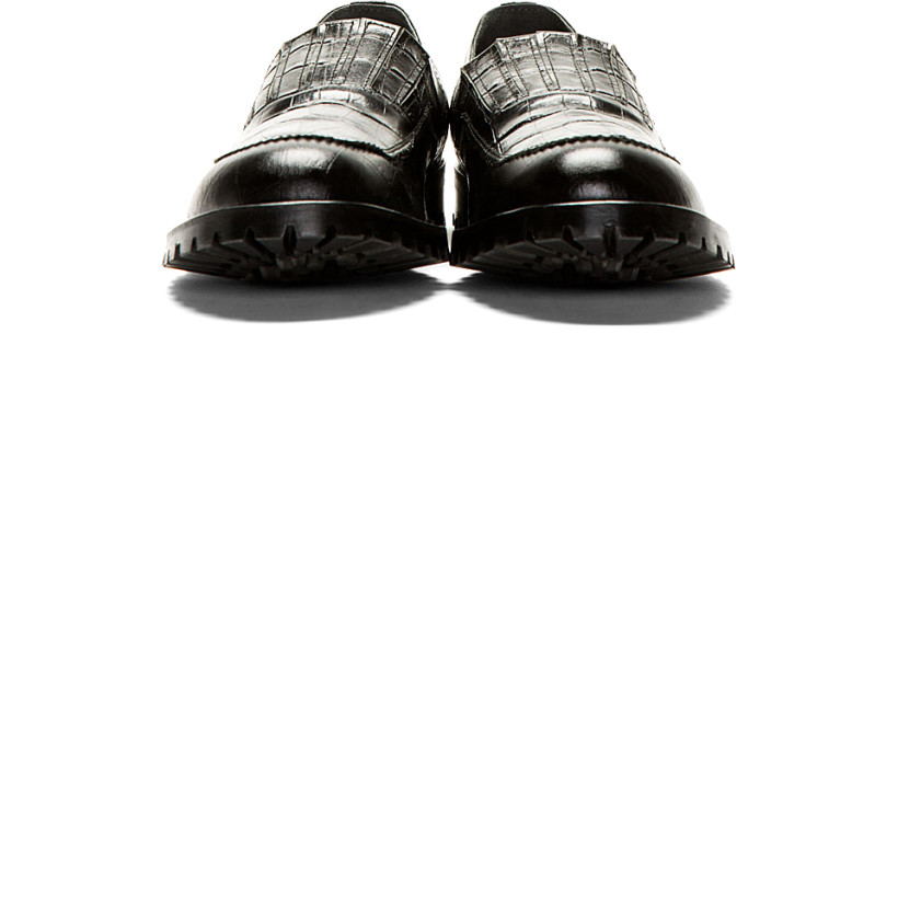 Comme des Garçons Homme Plus Black Croc Embossed Leather Loafers