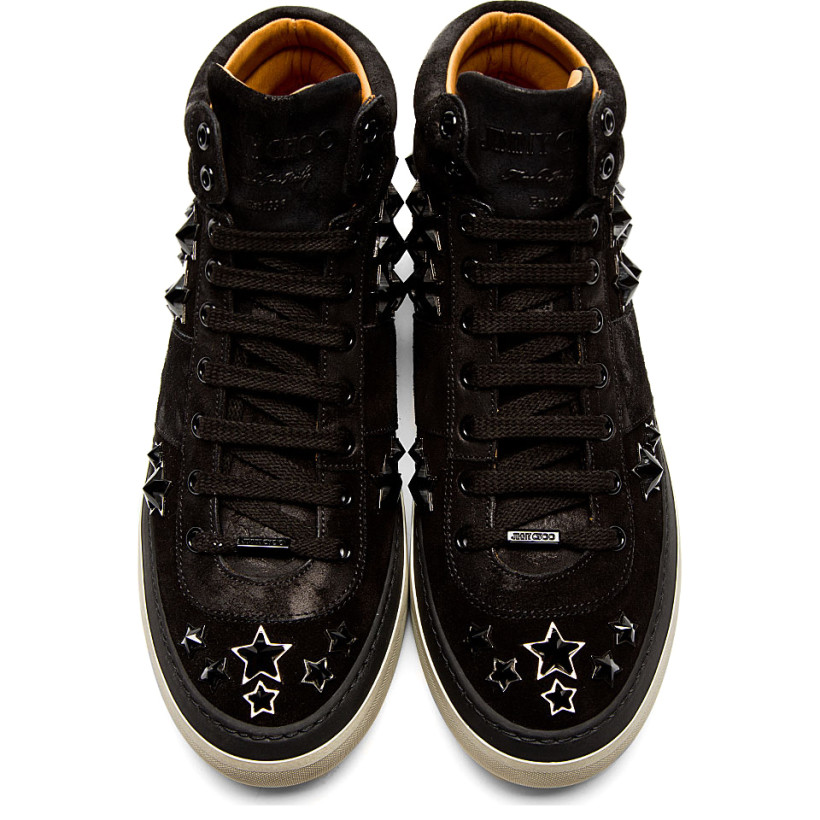 Jimmy Choo Black Suede Belgravia Star High Top Sneakers