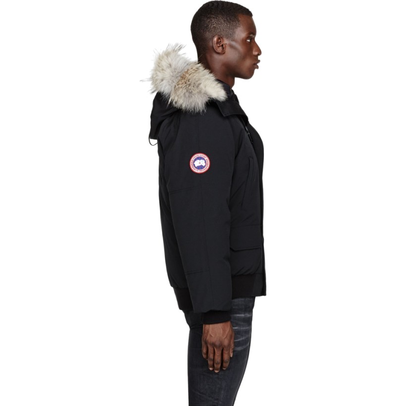 Canada Goose Black Down & Fur Chilliwack Bomber