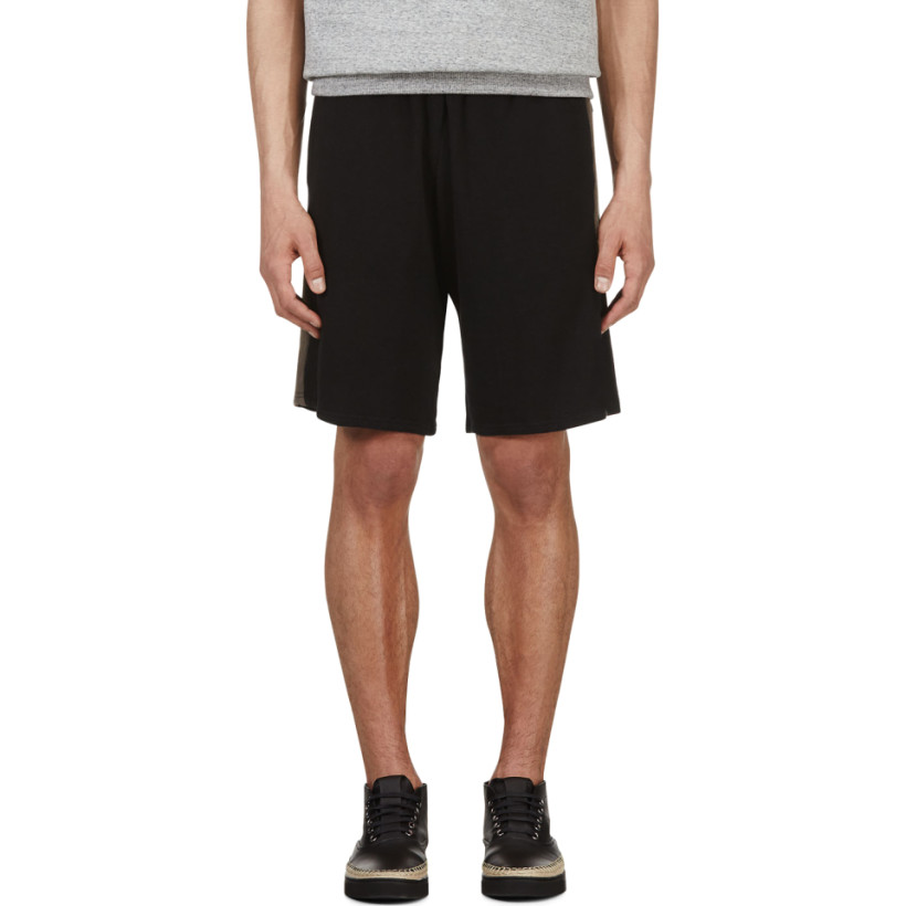 Robert Geller Seconds Black Side Stripe Lounge Shorts