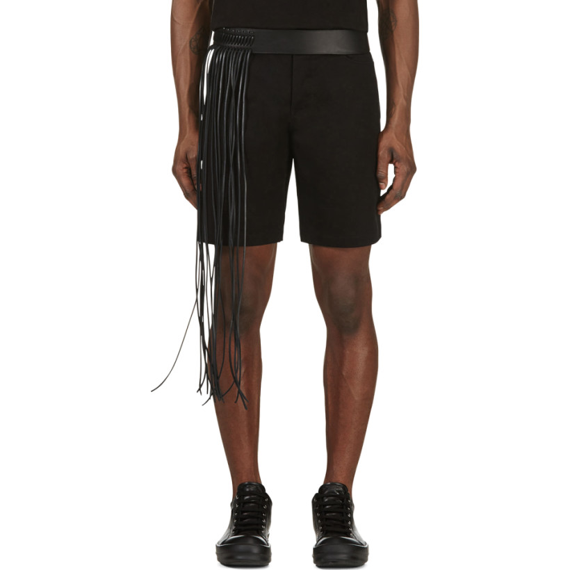 Rick Owens Black Leather Western Fringed Belt