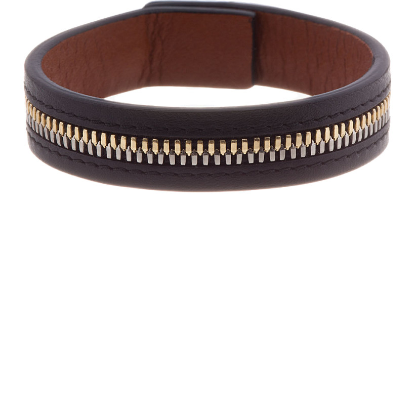 Want Les Essentiels de la Vie Black Leather Zip Bracelet