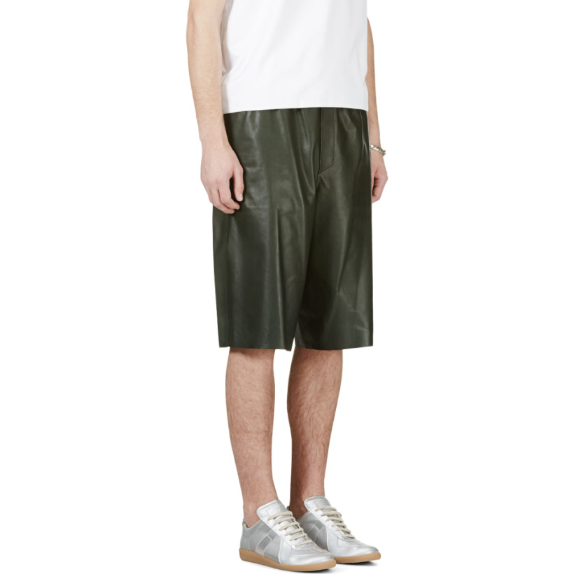 Juun.J Green Lambskin Basketball Shorts