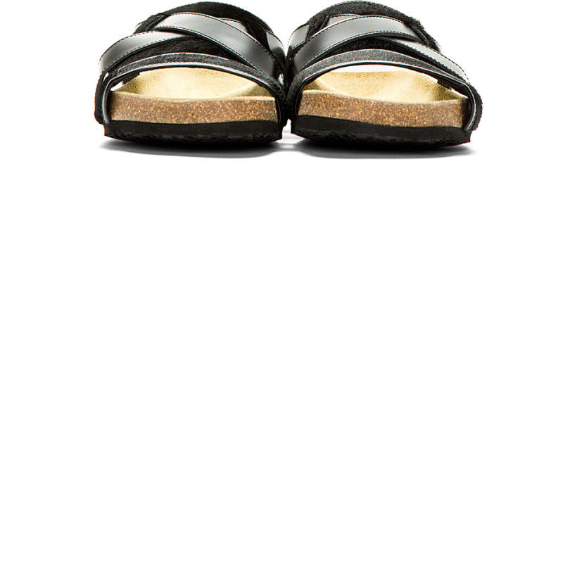 Neil Barrett Black Calf Hair Slip On Sandals