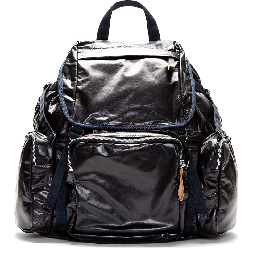 Marni Navy Glossy Leather Backpack