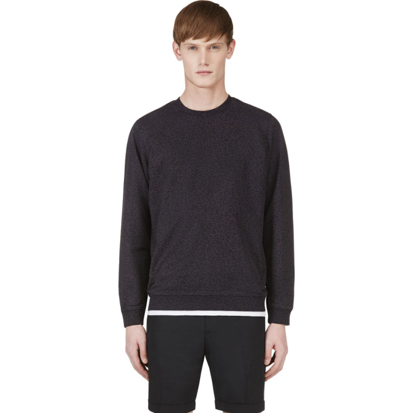 Paul Smith Jeans Purple & Black Leopard Crewneck