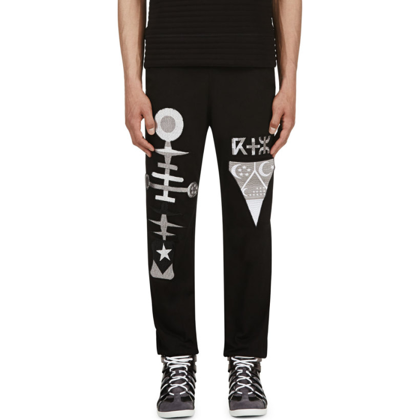 KTZ Black Motif Patch Cropped Lounge Pants