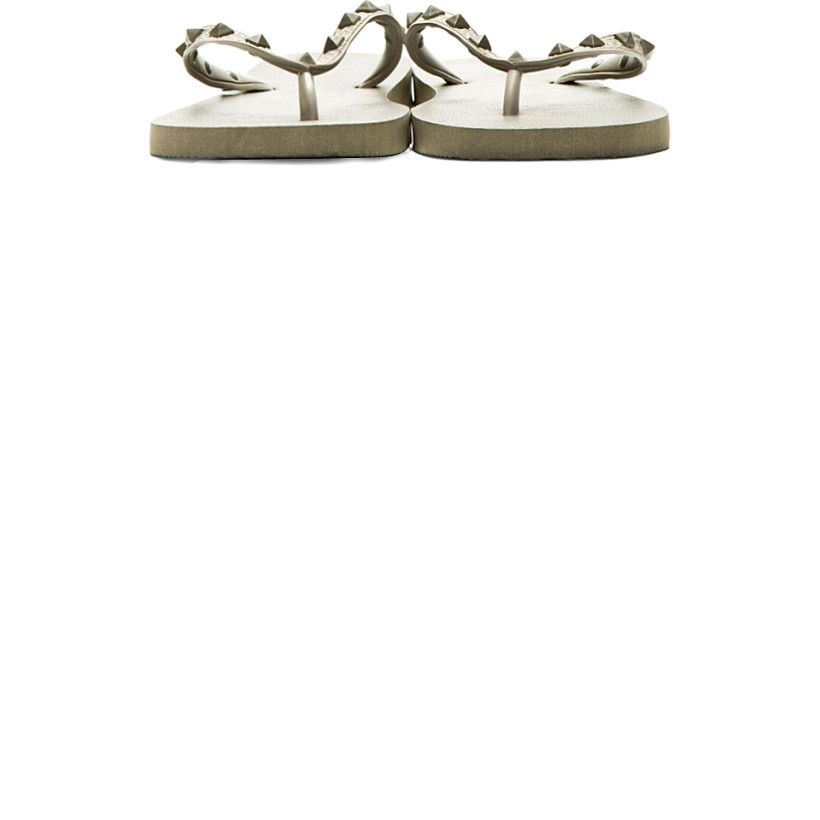 Valentino Olive Grey Studded Havaianas Edition Sandals