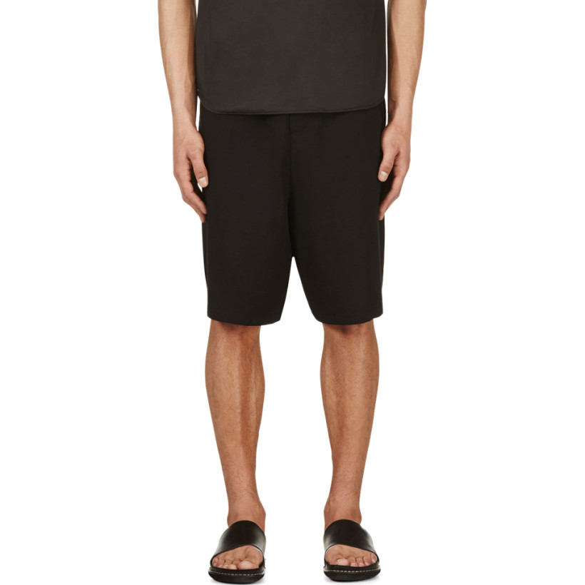 Cy Choi Black Linen Blend Shorts