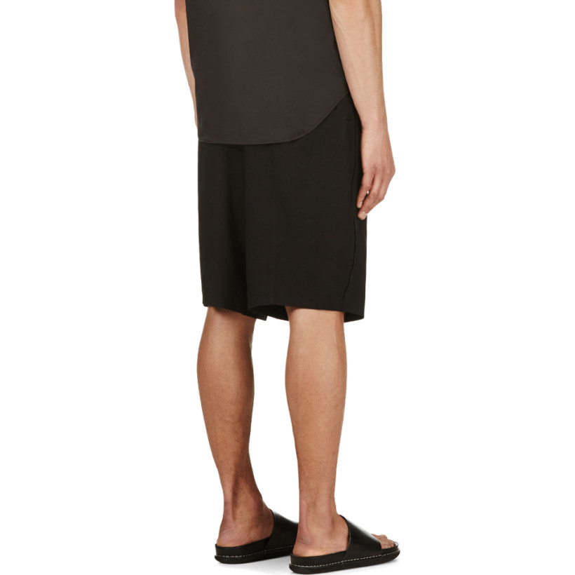 Cy Choi Black Linen Blend Shorts