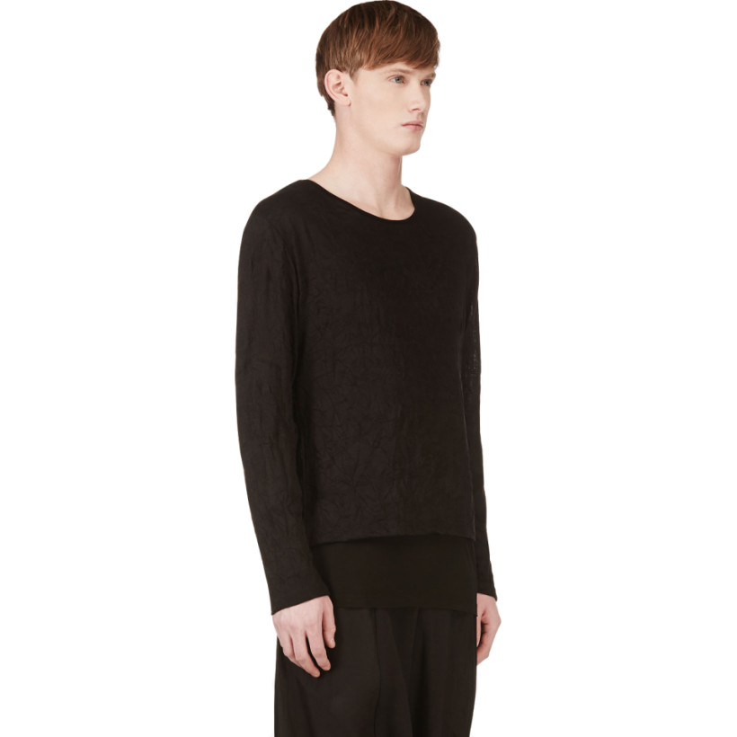 Gnak by Kang.D Black Layered Overlong T Shirt