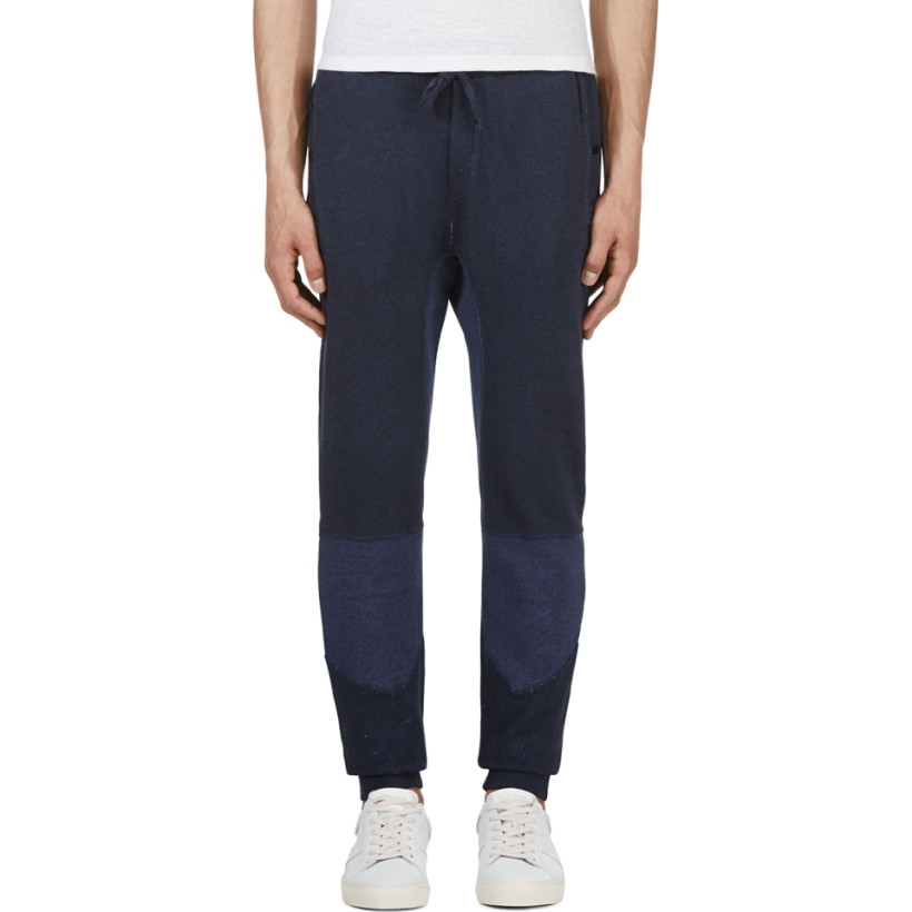 Closed Slate Blue Knee Patch Lounge Pants