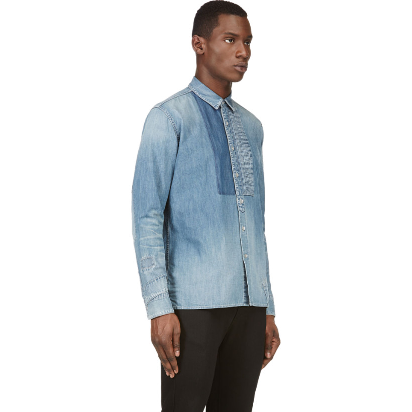 Miharayasuhiro Blue Denim Patchwork Shirt