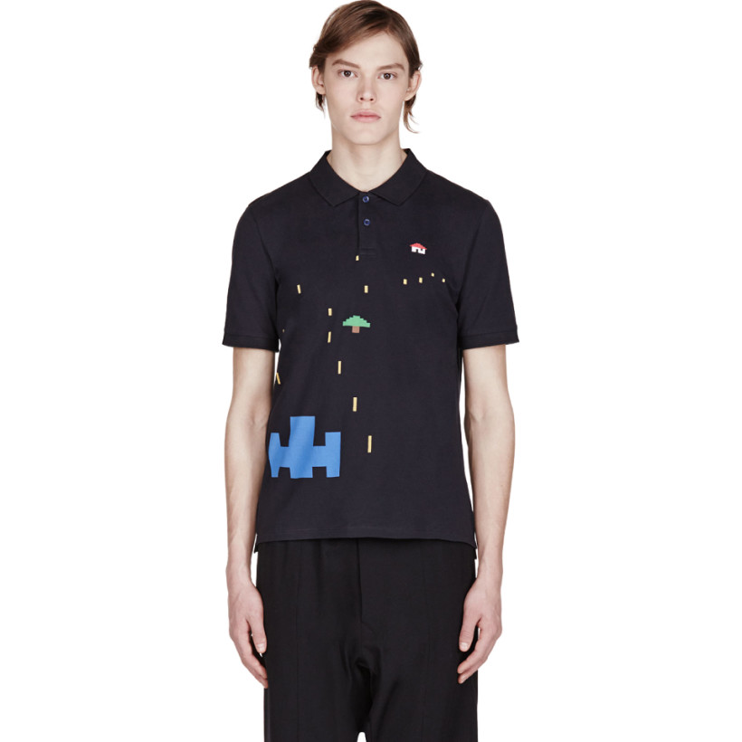 Band of Outsiders Navy Pixel Print Atari Edition Polo