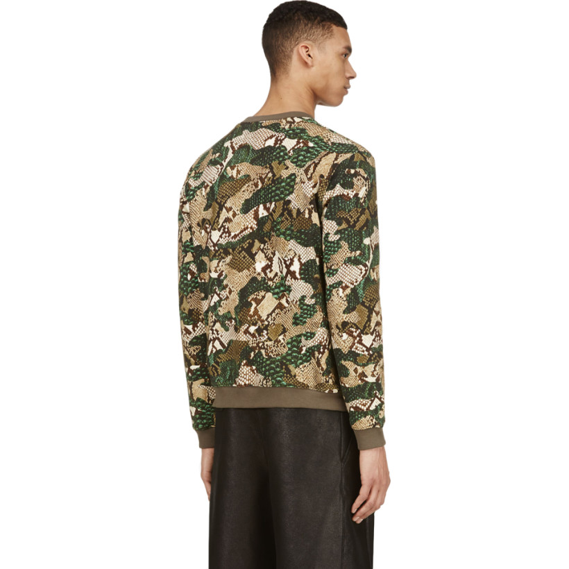 MSGM Green Python Camo Print Sweater