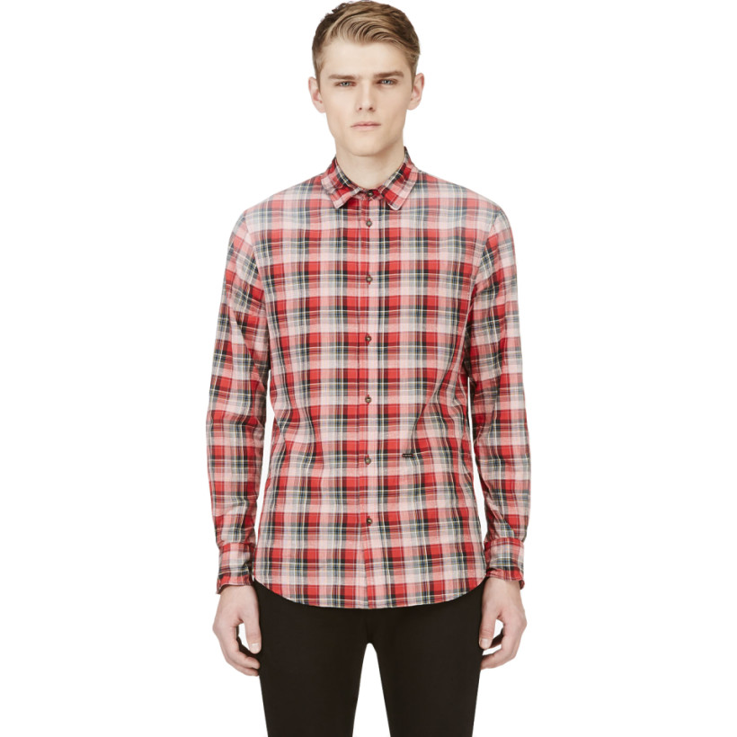 Dsquared2 Red Faded Plaid Shirt