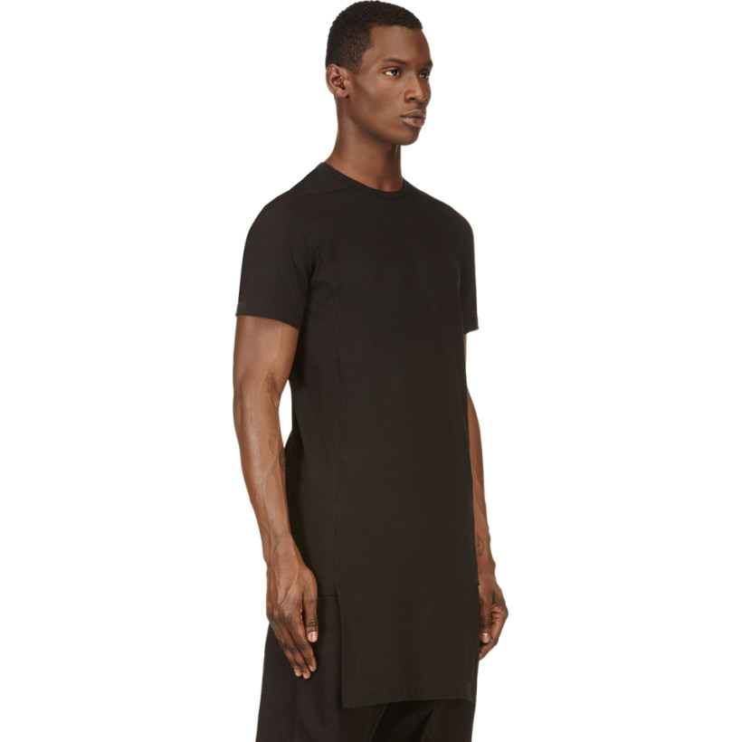 Rick Owens Black Cotton Tunic T Shirt