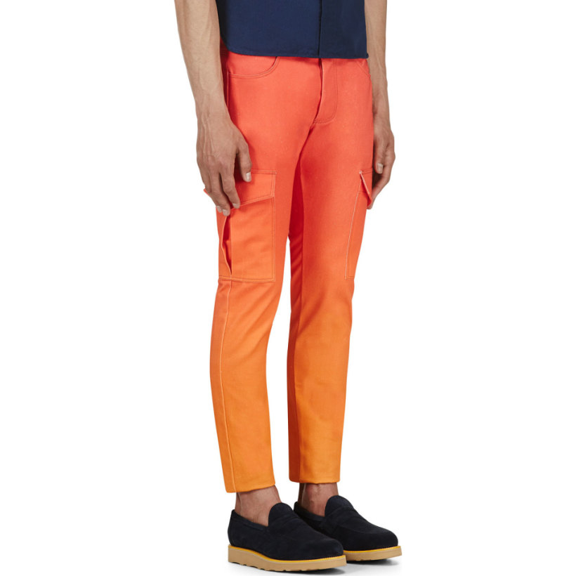 Katie Eary Orange Sunset Twill Cargo Trousers